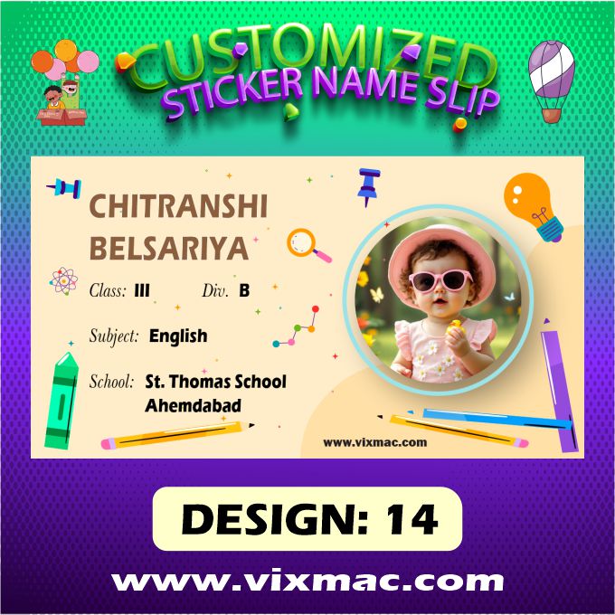 Customised Sticker Name Slips – 58pc Combo Pack #14